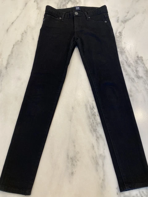 Gap kids girls denim black stretch super skinny jeans size 8 EUC