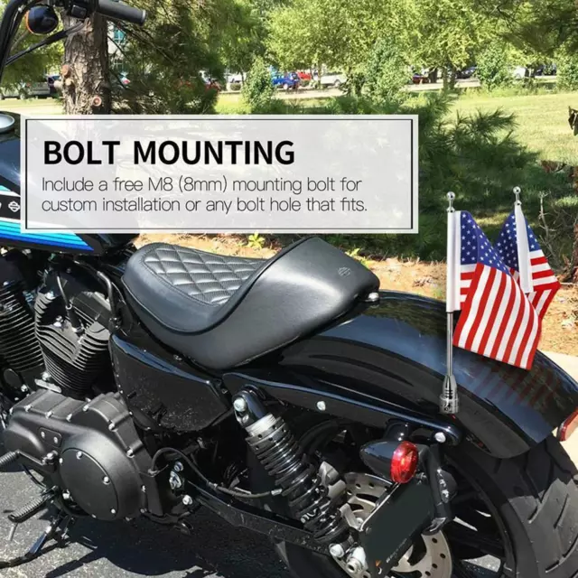 UNIVERSAL MOTORCYCLE AMERICAN USA Flag pole Luggage Rack Mount for