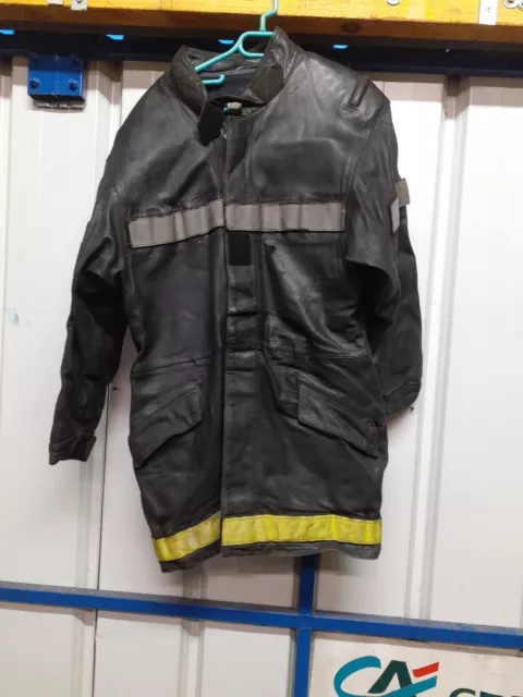 Veste Cuir Pompier Feux Ancienne Obsolète 96M