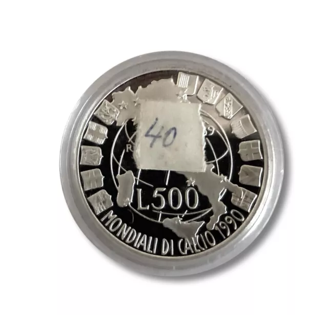 Gedenk Münze Silber zur Italien Fußball-WM 1990, Italien, 500 Lire, geprägt 1989