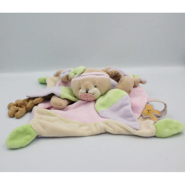 Doudou et compagnie plat lapin Lila beige rose mauve vert blanc - 23224