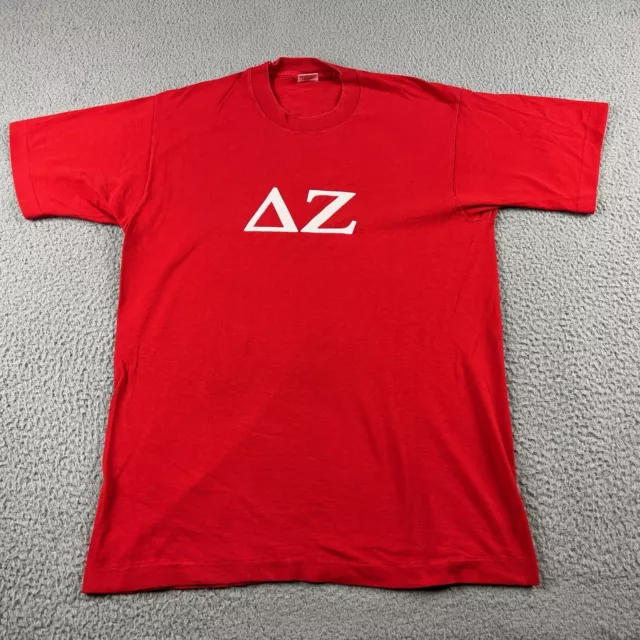 VINTAGE Delta Zeta Shirt Adult Large Red White Logo Womens 90s Single Stitched