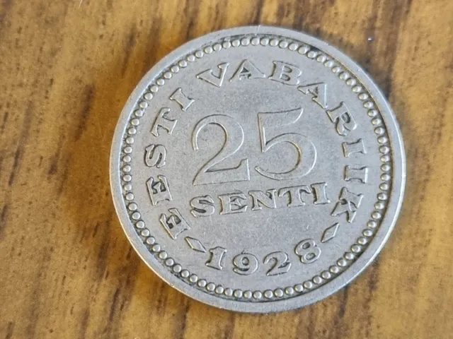 1928 Estonia 25 Senti coin