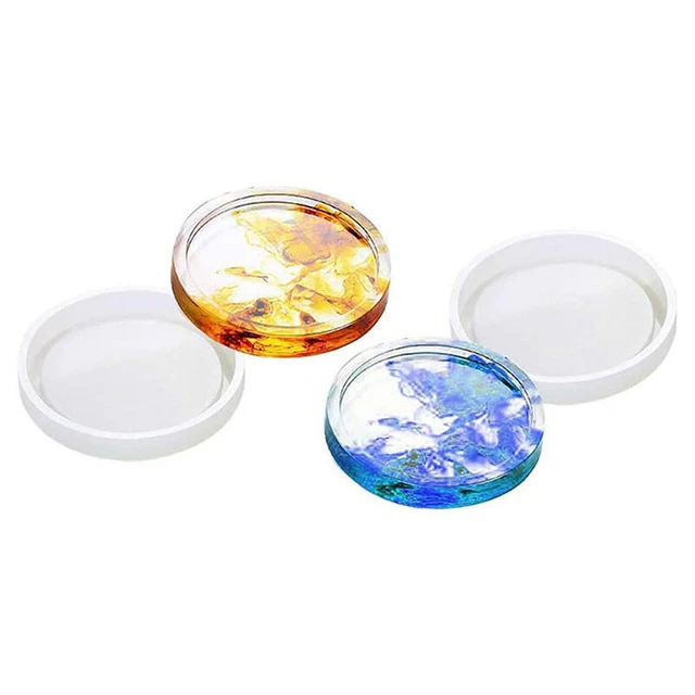 Pack de 4 Moldes Redondos de Silicona, Moldes de Epoxi Transparentes para FW2