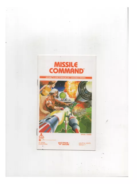 Missile Command Atari 2600 MANUAL ONLY Authentic Original