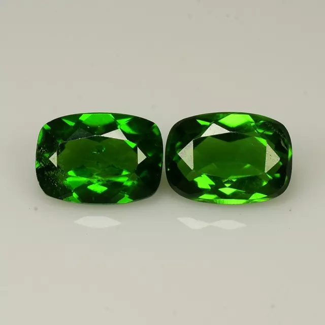 1.95ct Cushion Cut 7x5mm Natural Russian Top Green Chrome Diopside 2pcs pair