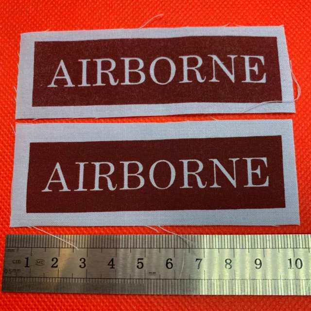 Pair of WW2 Style Printed Airborne Paratrooper Shoulder Titles - Reproduction