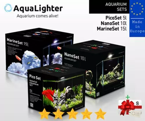 ✔️Aqualighter Small | Mini | Desktop Aquarium Sets - Made in Europe 🐟🐠🐬💦🐚🪨