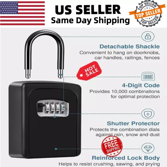 Outdoor 4-Digit combo key safe box, Safe Security Box, Waterproof, Wall Mounted