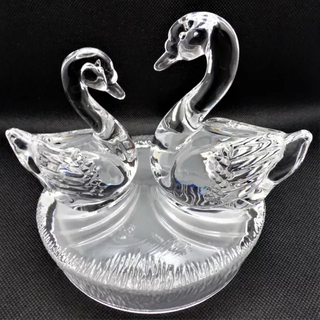 Glass Ornament Figurine Swan & Cygnet RCR 24% Lead Crystal Home Birthday Gift