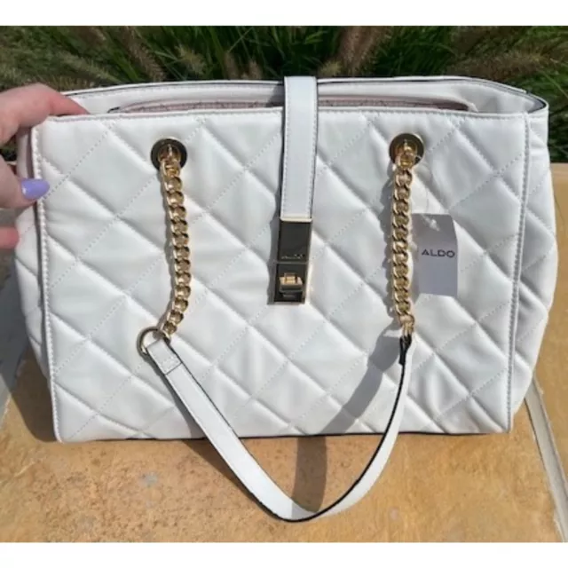 $55 ALDO Mallare Quilted White Shoulder bag Purse Crossbody NWT