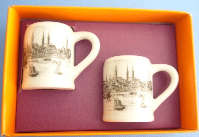 Set of 2 Vintage Royal Porzellan Bavaria KPM Germany Miniature Hamburgum Mugs