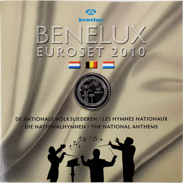 [#1280151] Benelux, Coffret 1c. à 2€ (x3) + CD, Les Hymnes Nationaux, 2010, BU,
