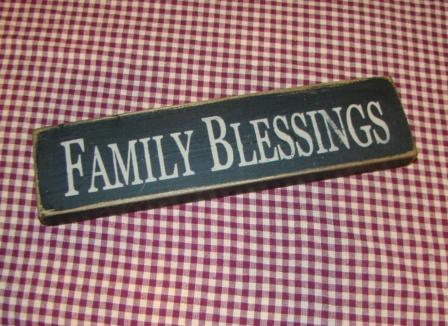 Rustic Primitive Country Farmhouse Wood block/sign "Family Blessings"