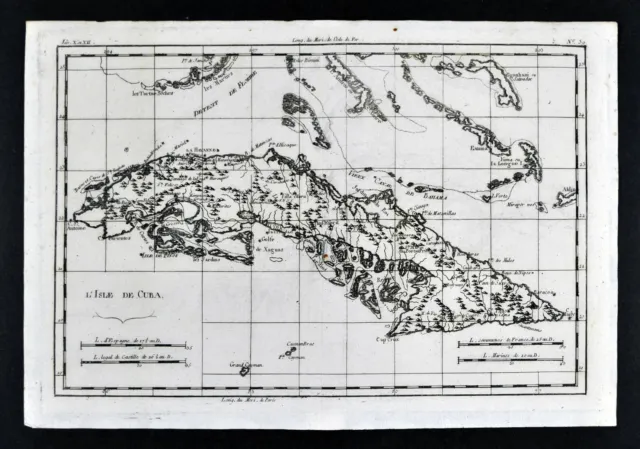 1780 Bonne Map Cuba Havana Bahamas Florida Keys West Indies Caribbean Bimini