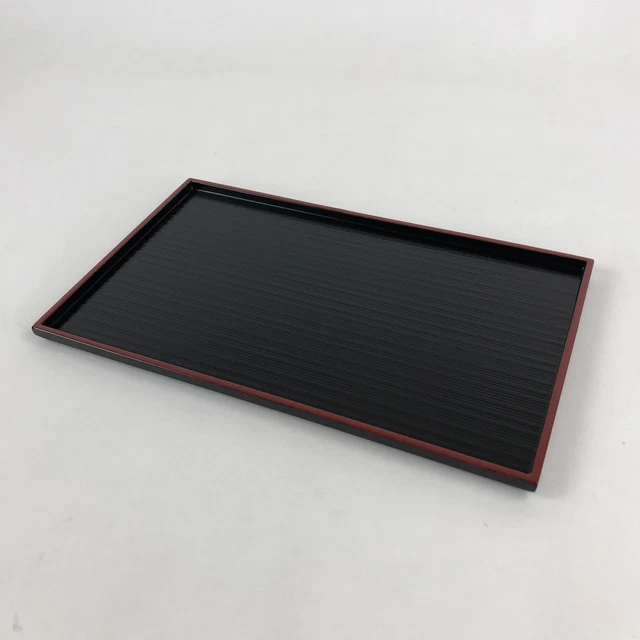 Japanese Lacquered Wooden Serving Tray Vtg Obon Small Red Black Tea Snacks L1
