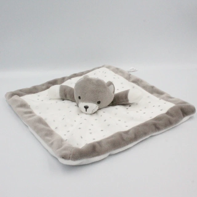 Doudou plat chat gris blanc étoiles OBAIBI - 25085