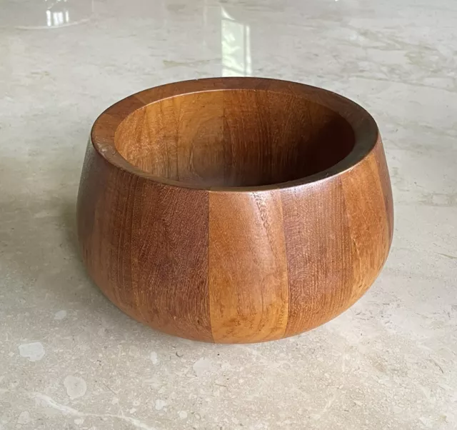 Vintage MCM Dansk Staved Teak Serving Salad Bowl IHQ Denmark Tapered Quistgaard