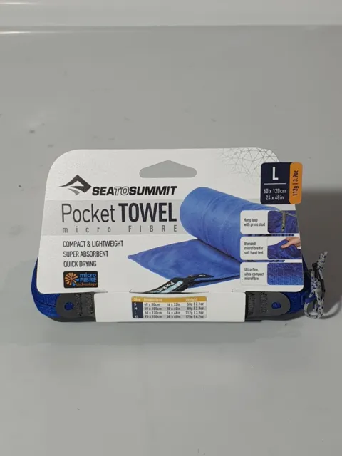 Sea to Summit Pocket Towel / Taschentuch - Large / Groß 60x120cm 112g Kobaltblau