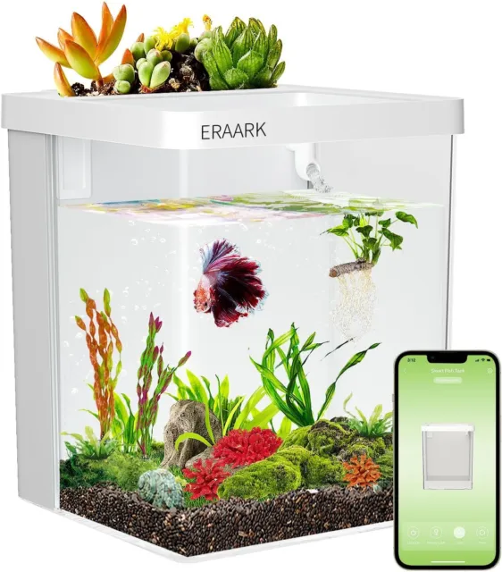 1.5 Gallon Betta Fish Tank self Cleaning, Smart Aquarium kit Supports Bluetooth,