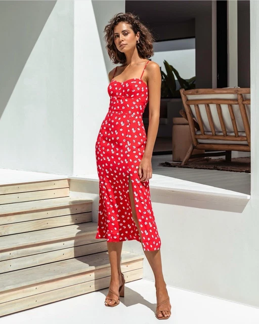 KOOKAI ICONIC IVY Red Print Midi Dress Size 34 AU 6 $79.96 - PicClick AU