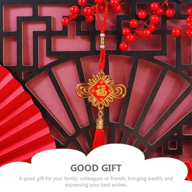 8 piezas de colgante con nudo chino plástico dorado decoraciones para el hogar