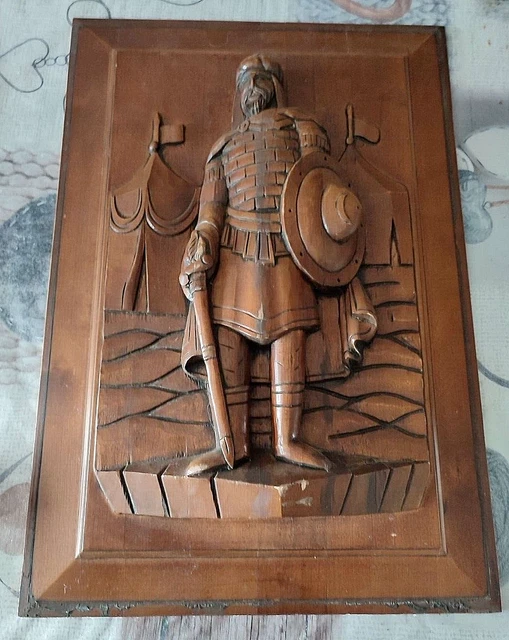 23" French Antique Architectural  Gothic Soldier Knight Sword Panel Door Solid 2