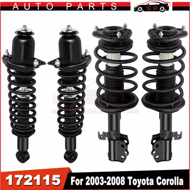 4 Sets Complete Struts & Gas Shocks Springs For 2003-2008 Toyota Corolla 4D 1.8L