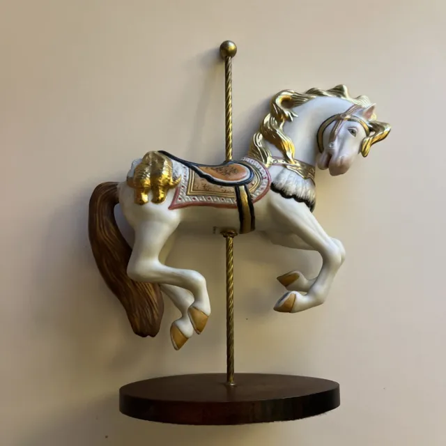 VTG Franklin Mint 1988 The Treasury of Carousel Art Golden Mane Horse Figurine