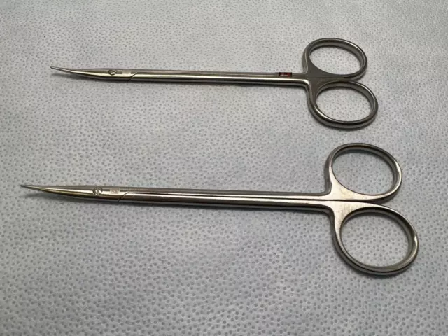 Pair Of 2 Aesculap BC177R Jameson Tenotomy Micro Curved Scissors 6"