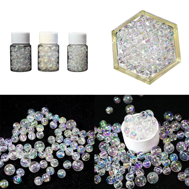 US 60~240 Pcs 6~10mm Plastic Acrylic Round Loose Clear/AB Bubble Beads with Hole