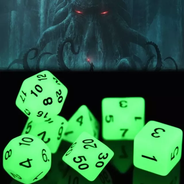 Glow In The Dark Dice – X7 Piece Polyhedral Dice Set | 16mm Resin