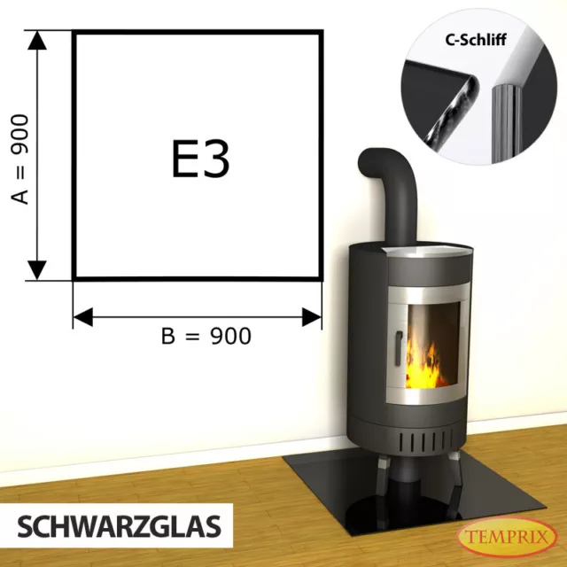 Kamin Glasbodenplatte Funkenschutz Kaminplatte Glas Ofen Platte Bodenplatte -E3