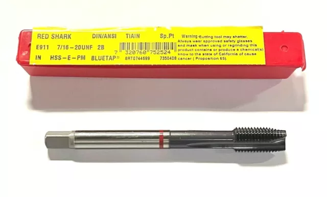 Dormer 7/16-20 Tap HSS-E-PM Spiral Point Plug Tap TiAlN Coating H5 Machine Tap