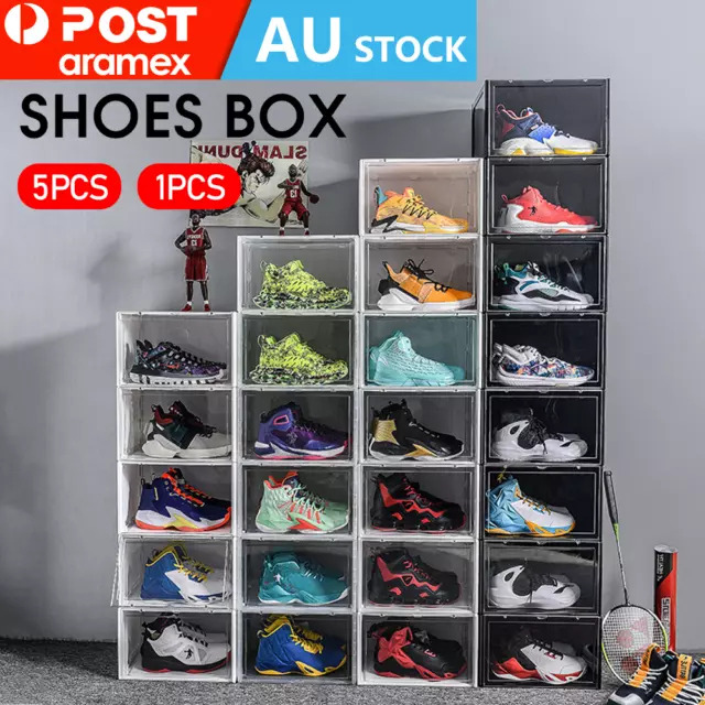 Premium Shoe Box Sneaker Display Storage Case Clear Plastic Boxes Side Stackable