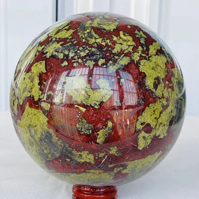 3200g Natural dragon blood stone quartz sphere crystal ball reiki healing