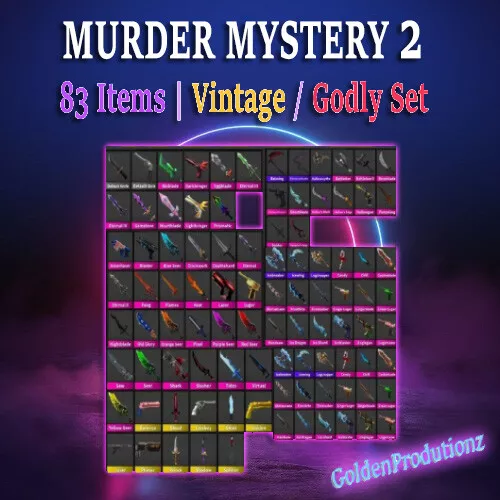 Murder Mystery 2 Mm2 Godly Set (small Set) In Game Items - Very Rare Now!