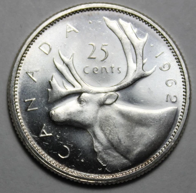 Canada 1962 Silver 25 Cents, Choice Uncirculated, Cameo (15e)