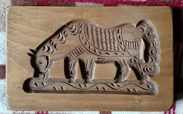 Beautiful Wooden Dutch Speculaas Vintage Cookie Mould. Horse Design.