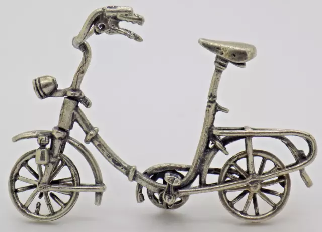 Vintage Italian Handmade Genuine Silver Dollhouse Children's Bicycle Miniature