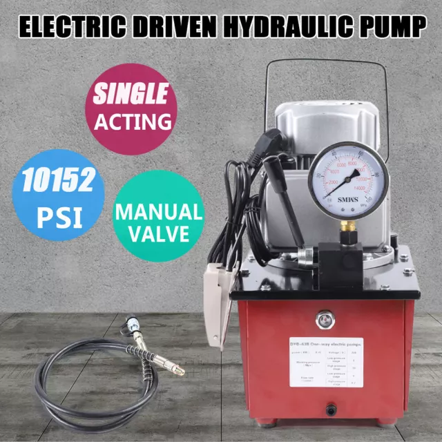 Electric Hydraulic Pump Single Acting Oil Pump 7L Manual Valve 10000 PSI 750W