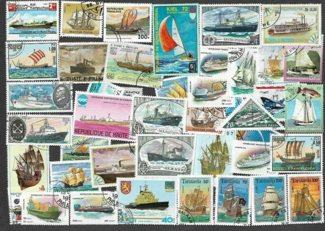 Ships/Seacraft 100 all different stamps collection