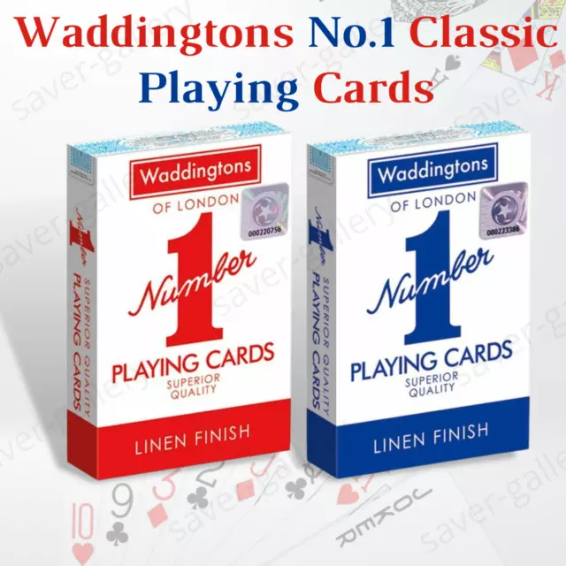 Waddingtons No.1 Classic Playing Cards Decks of Red & Blue Poker Game Brand New