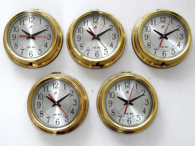 ANCIENNE HORLOGE DE bureau en laiton maritime vintage avec boussole