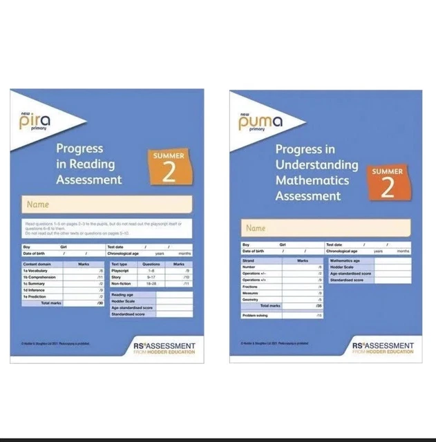 RISING STARS YEAR 2 PUMA & PIRA (summer). with ANSWER SHEETS. £19.99