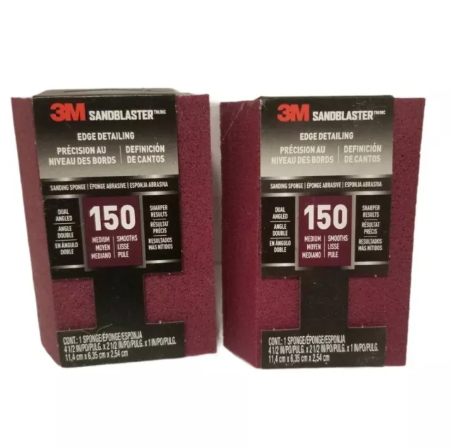 Set of (2)  150 Grit 3M SandBlaster Dual Angled Medium Sanding Sponges,