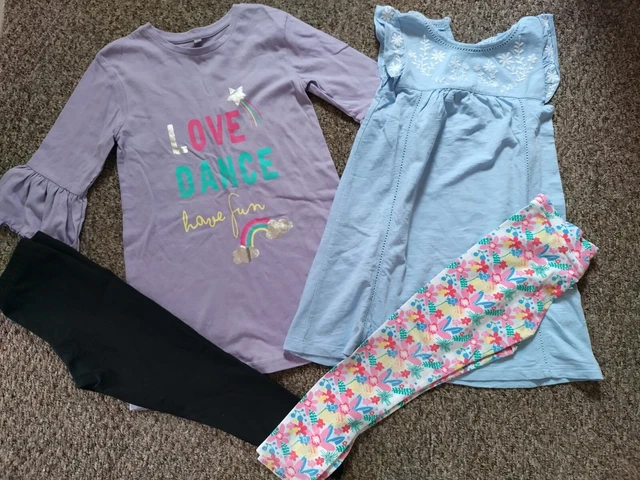 Girls Outfits Bundle F&F/Unbranded Dresses & Mini Club/Primark Leggings 5-6 year