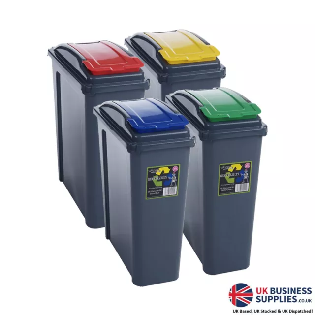 Wham Recycle It Slimline  Bin & Lid Multi-purpose Storage Container 25 Litre