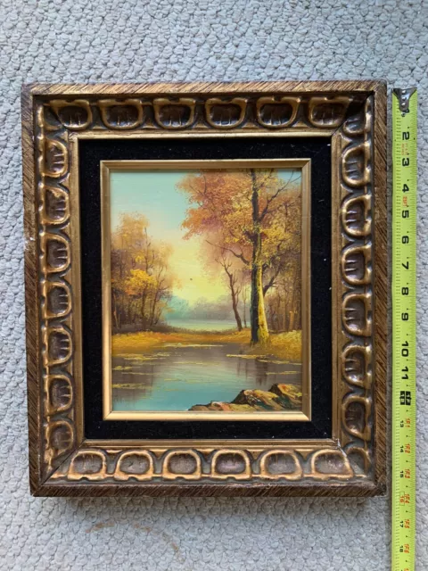 VTG Hand Painted Oil Painting Ornate Gold Frame 16” X 14”