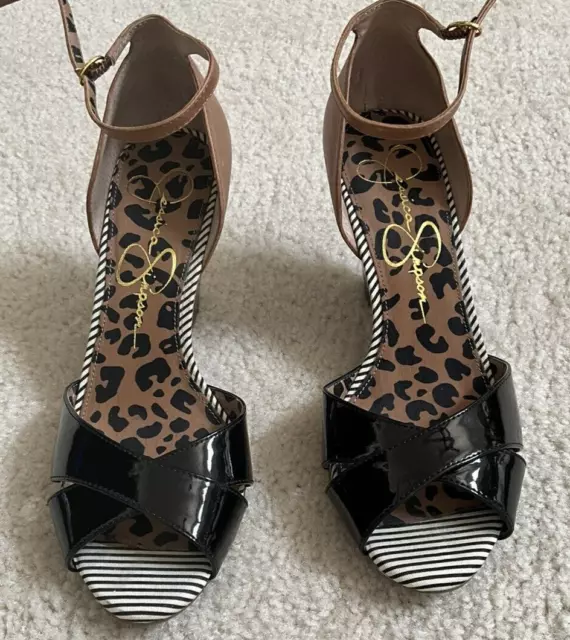 Jessica Simpson Nouta Wedge Sandals Women's Animal Print Ankle Strap Size 9B